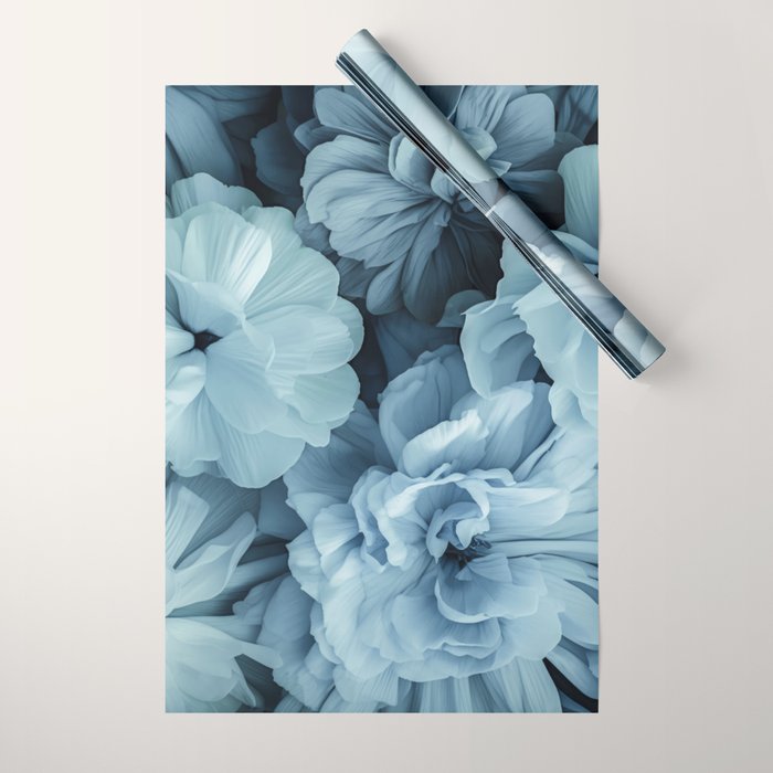 Floral Romance Vintage Nostalgia Aqual Blue Wrapping Paper Gallery Image 1