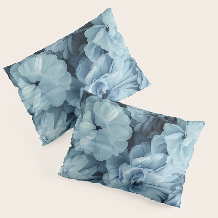 Floral Romance Vintage Nostalgia Aqual Blue Pillow Sham Gallery Image 1