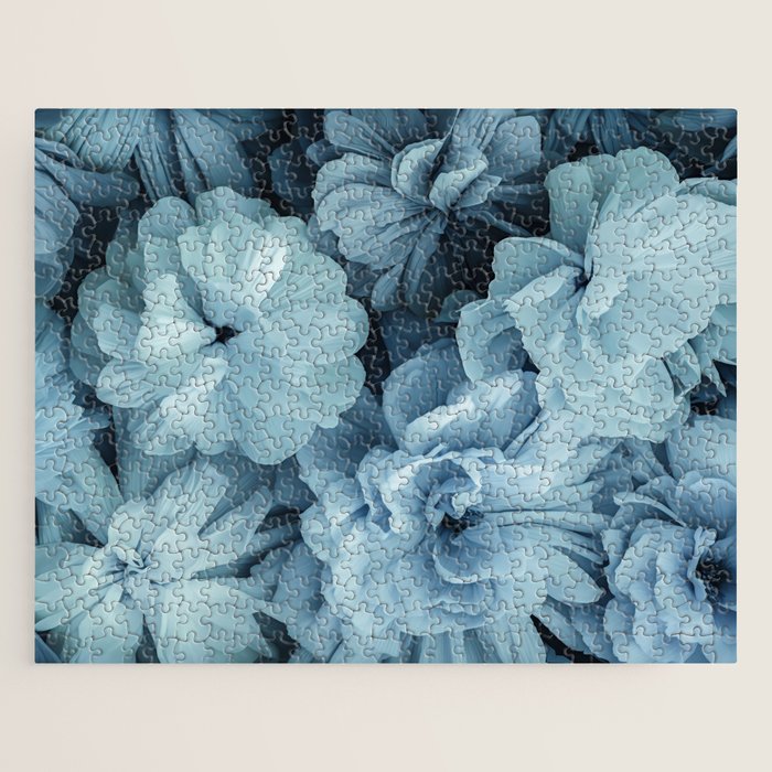 Floral Romance Vintage Nostalgia Aqual Blue Jigsaw Puzzle Gallery Image 1