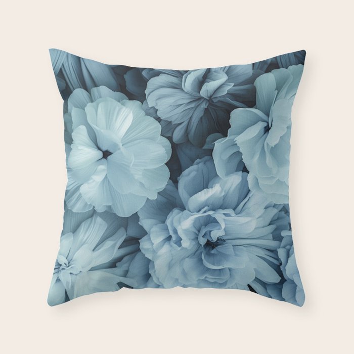Floral Romance Vintage Nostalgia Aqual Blue Throw Pillow Gallery Image 6