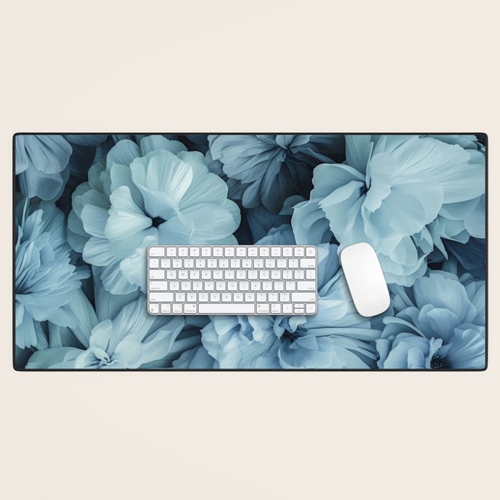 Floral Romance Vintage Nostalgia Aqual Blue Desk Mat Gallery Image 1