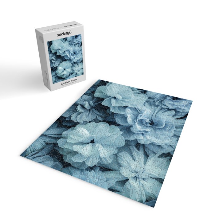 Floral Romance Vintage Nostalgia Aqual Blue Jigsaw Puzzle Gallery Image 2