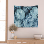 Floral Romance Vintage Nostalgia Aqual Blue Wall Tapestry Gallery Image 2