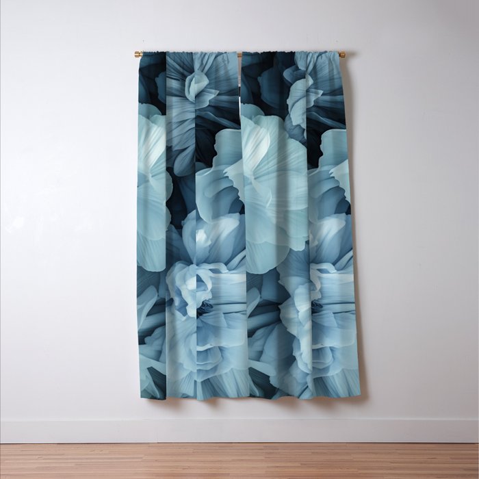 Floral Romance Vintage Nostalgia Aqual Blue Window Curtain Gallery Image 3