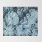 Floral Romance Vintage Nostalgia Aqual Blue Throw Blanket Gallery Image 2