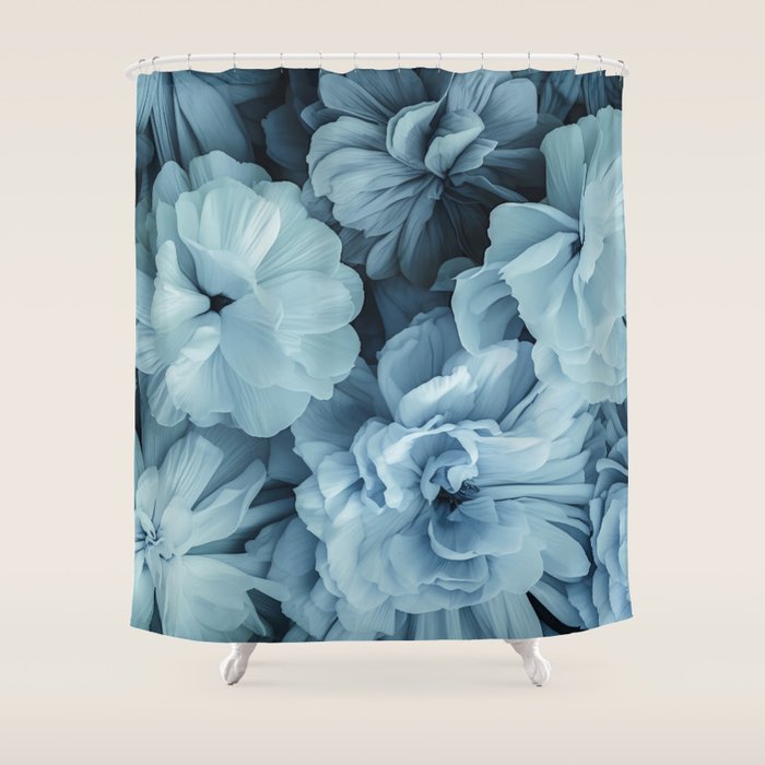 Floral Romance Vintage Nostalgia Aqual Blue Shower Curtain Gallery Image 1