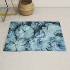 Floral Romance Vintage Nostalgia Aqual Blue Rug Gallery Image 1