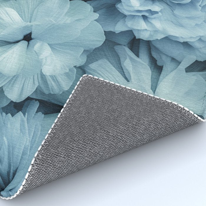 Floral Romance Vintage Nostalgia Aqual Blue Rug Gallery Image 4