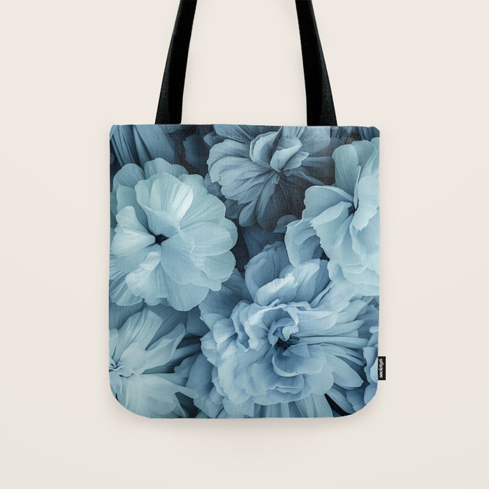 Floral Romance Vintage Nostalgia Aqual Blue Tote Bag Gallery Image 1