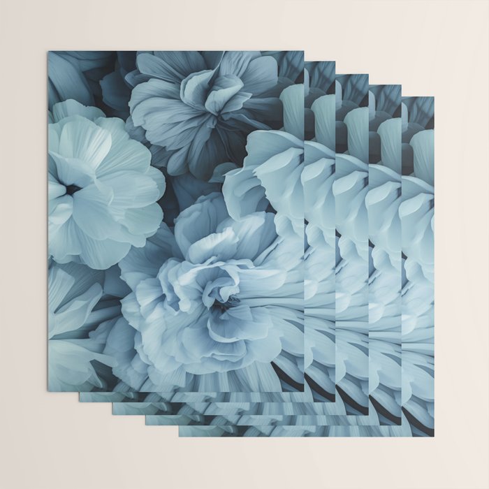 Floral Romance Vintage Nostalgia Aqual Blue Wrapping Paper Gallery Image 3