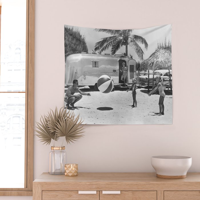 Family Holiday In The Airstream Wall Tapestry Gallery Image 2
