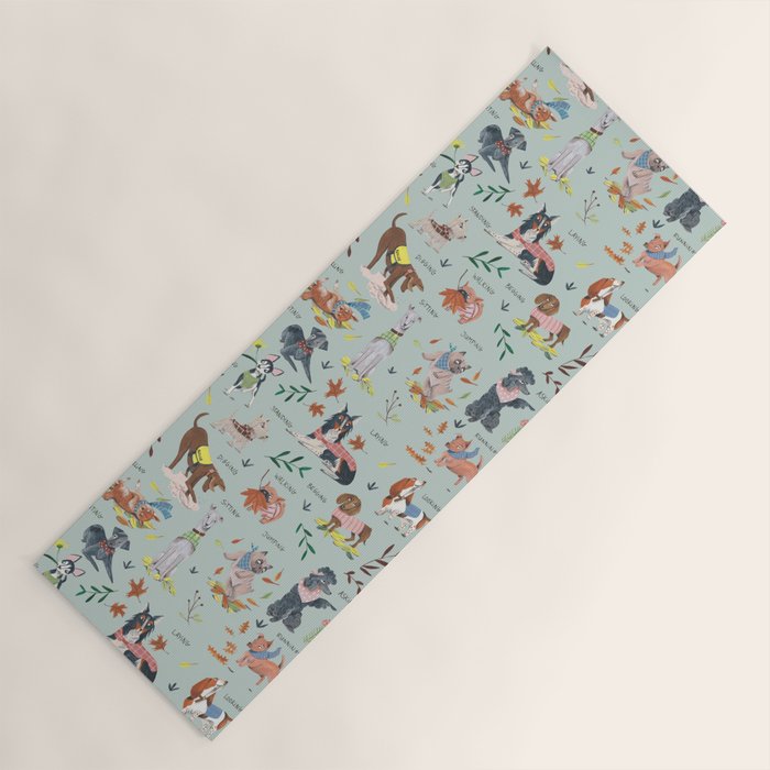 Dog lover person cute dogs breed pattern Yoga Mat Gallery Image 1