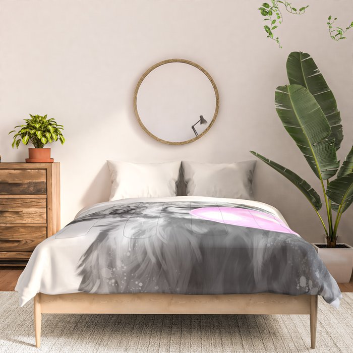 Bubble Gum Highland Cow Black and White Comforter Gallery Image 3