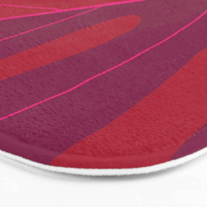 Only One Monstera Leaf in Red And Purple Colors #decor #society6 #buyart Bath Mat Gallery Image 3
