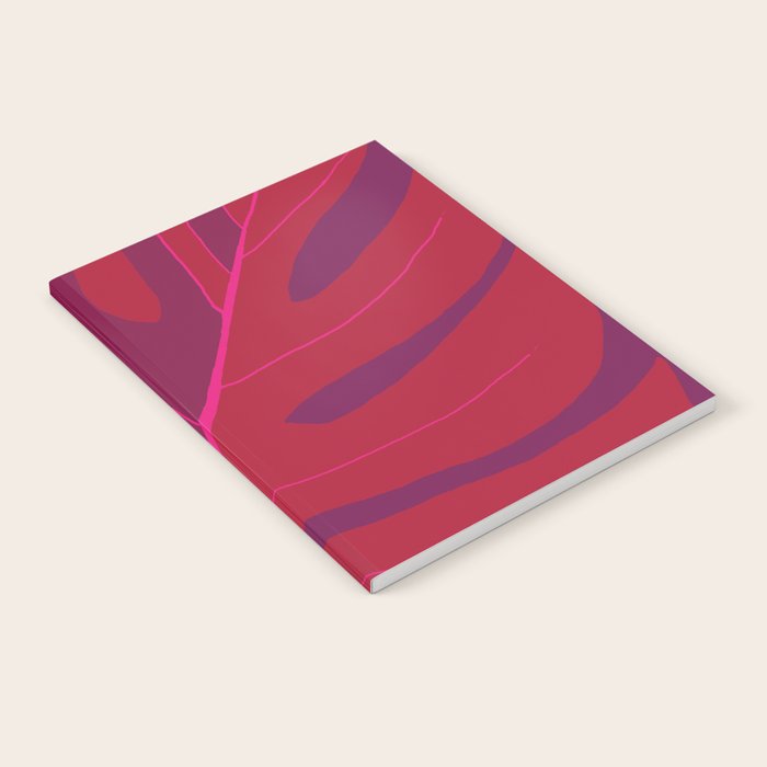 Only One Monstera Leaf in Red And Purple Colors #decor #society6 #buyart Notebook Gallery Image 1