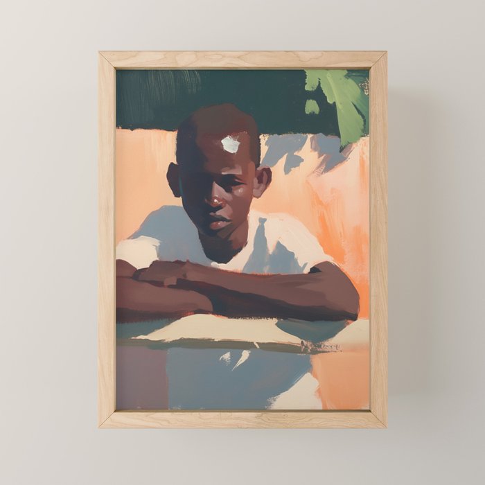 Contemporary Black Portrait in Warm Light Mini Art Print Gallery Image 1