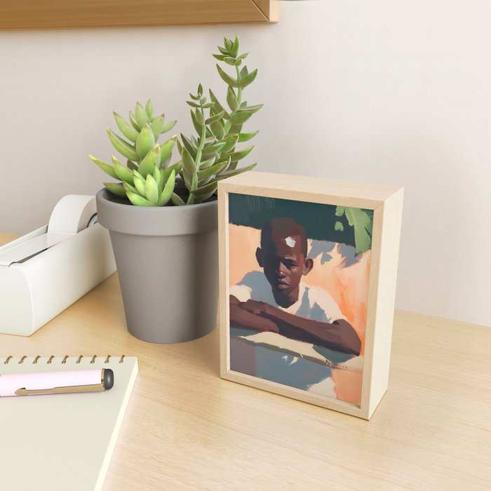 Contemporary Black Portrait in Warm Light Mini Art Print Gallery Image 2