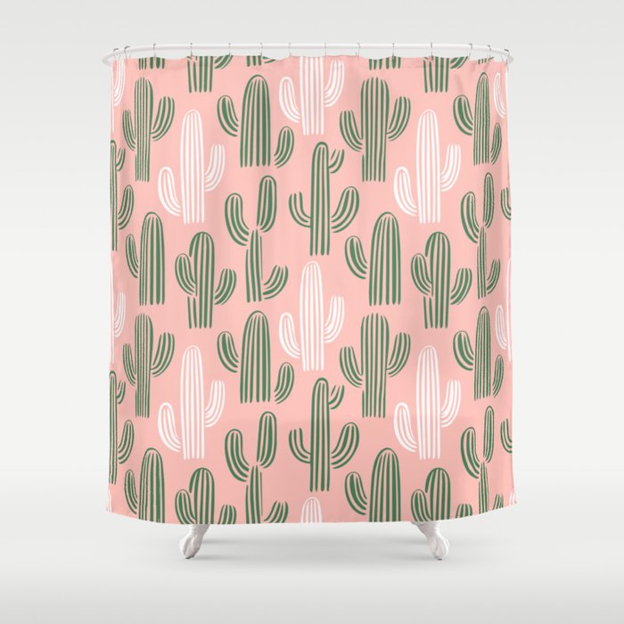Cactus plant doodle art pattern Shower Curtain Gallery Image 1
