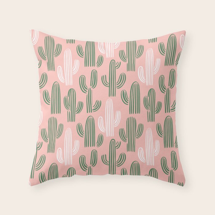 Cactus plant doodle art pattern Throw Pillow Gallery Image 1