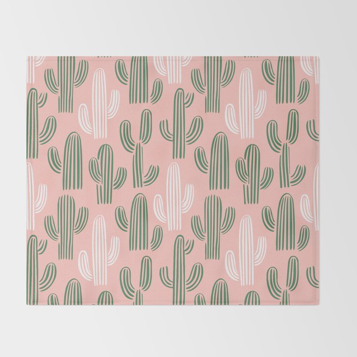 Cactus plant doodle art pattern Throw Blanket Gallery Image 2