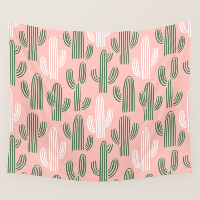 Cactus plant doodle art pattern Wall Tapestry Gallery Image 4
