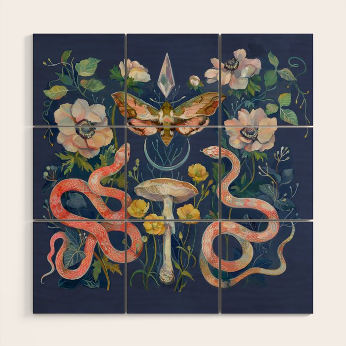 Snake Moth Mushroom  Wood Wall Art Gallery Image 1