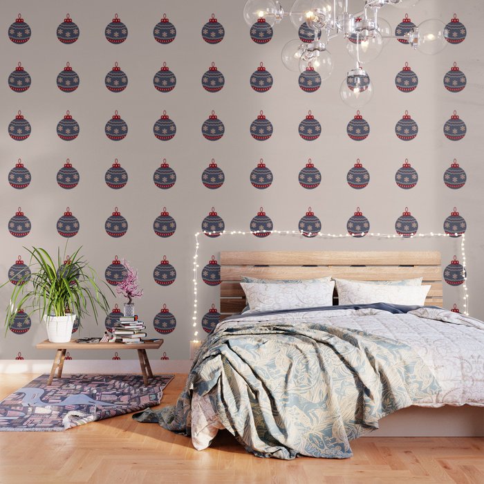 Christmas Bauble Blue And Red Wallpaper Gallery Image 3