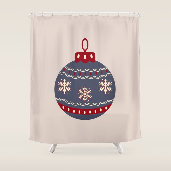 Christmas Bauble Blue And Red Shower Curtain Gallery Image 1