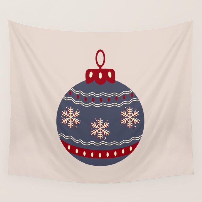Christmas Bauble Blue And Red Wall Tapestry Gallery Image 4