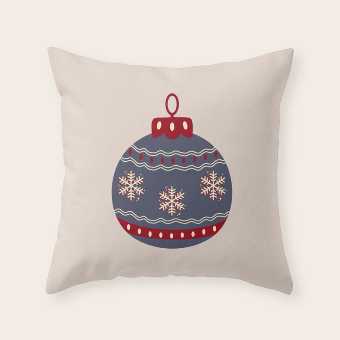 Christmas Bauble Blue And Red Throw Pillow Gallery Image 6