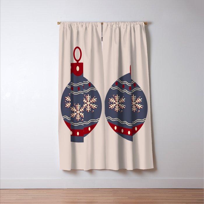 Christmas Bauble Blue And Red Window Curtain Gallery Image 3