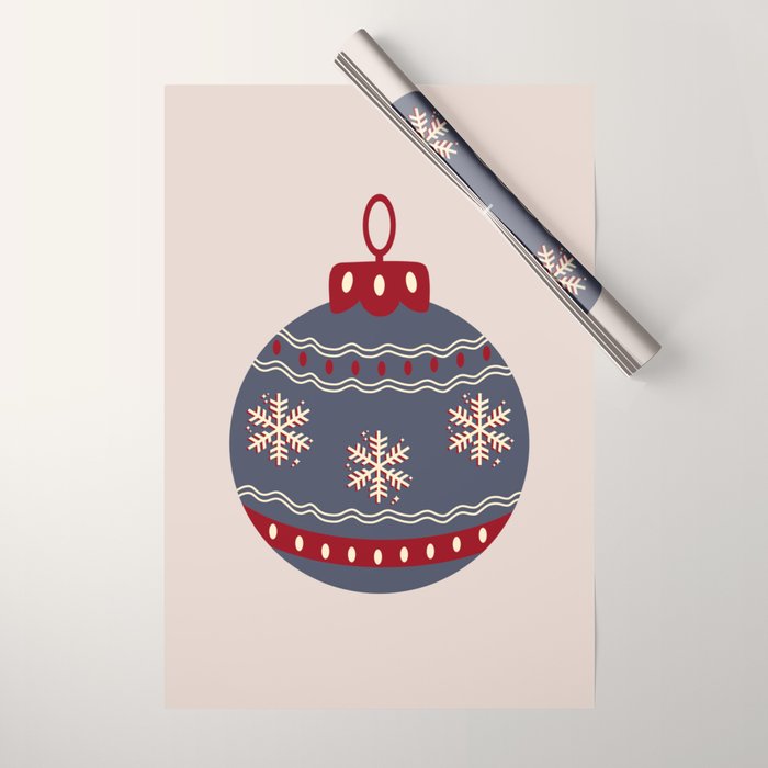Christmas Bauble Blue And Red Wrapping Paper Gallery Image 1