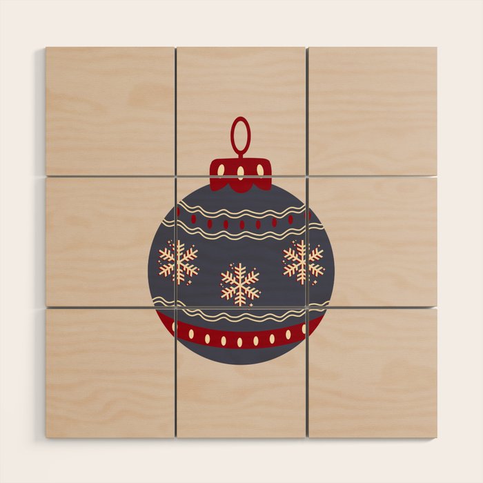 Christmas Bauble Blue And Red Wood Wall Art Gallery Image 1