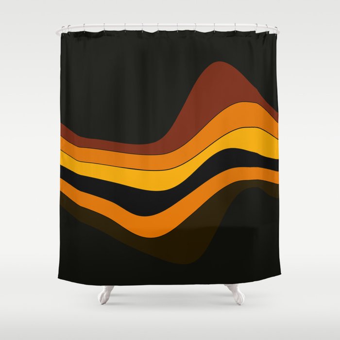 Retro 1970's Groovy Lines Colorful Designs Trending Art Shower Curtain Gallery Image 1
