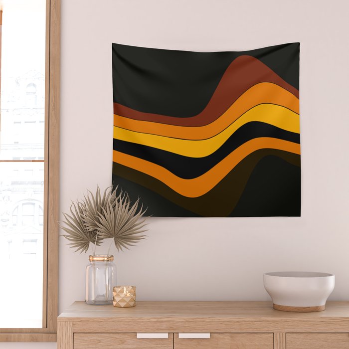 Retro 1970's Groovy Lines Colorful Designs Trending Art Wall Tapestry Gallery Image 2