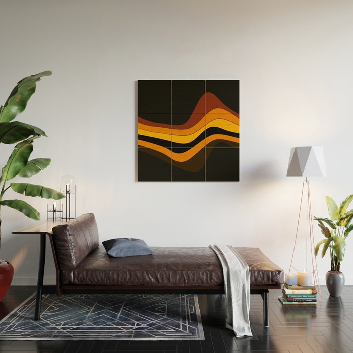 Retro 1970's Groovy Lines Colorful Designs Trending Art Wood Wall Art Gallery Image 2