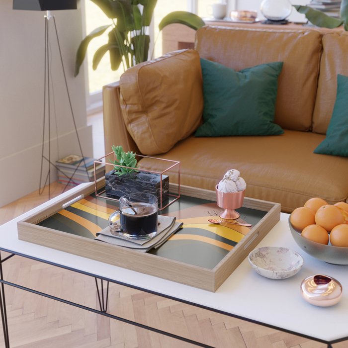 Retro 1970's Groovy Lines Colorful Designs Trending Art Serving Tray Gallery Image 2