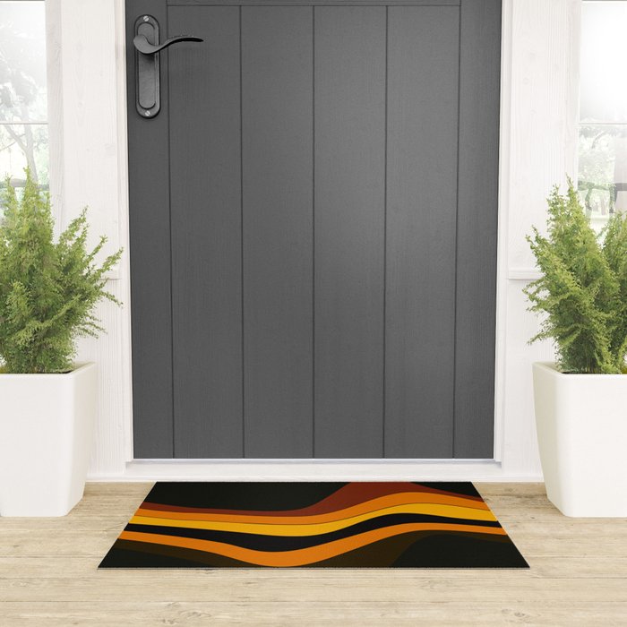 Retro 1970's Groovy Lines Colorful Designs Trending Art Welcome Mat Gallery Image 3