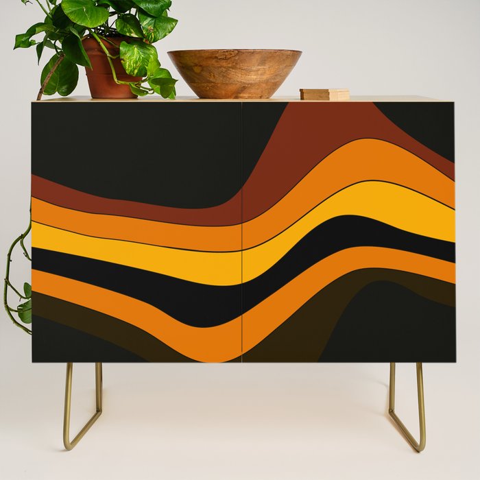 Retro 1970's Groovy Lines Colorful Designs Trending Art Credenza Gallery Image 1