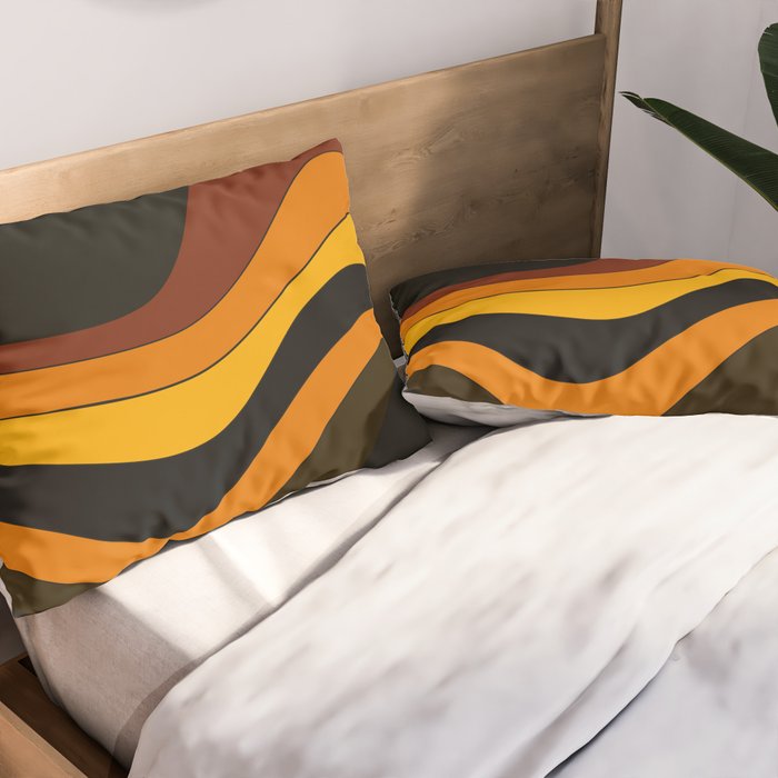 Retro 1970's Groovy Lines Colorful Designs Trending Art Pillow Sham Gallery Image 2