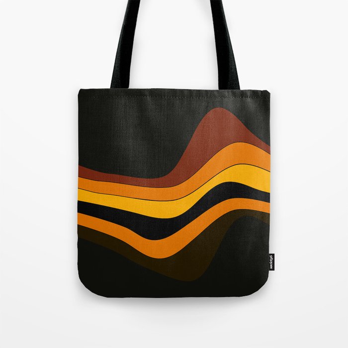 Retro 1970's Groovy Lines Colorful Designs Trending Art Tote Bag Gallery Image 1