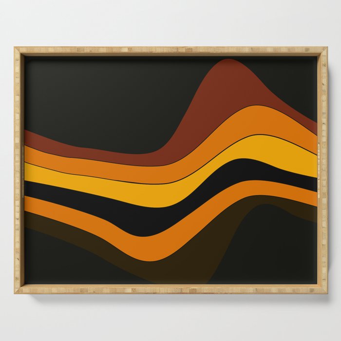 Retro 1970's Groovy Lines Colorful Designs Trending Art Serving Tray Gallery Image 1