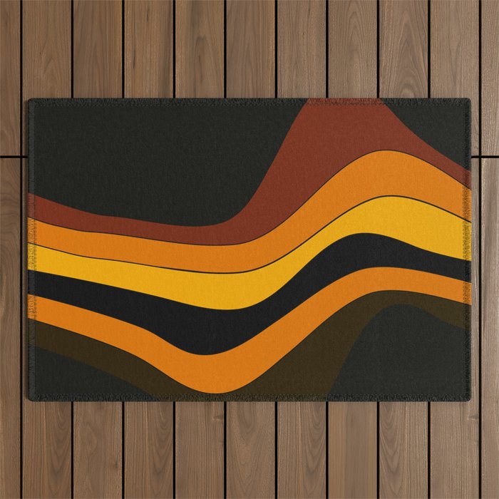 Retro 1970's Groovy Lines Colorful Designs Trending Art Outdoor Rug Gallery Image 1