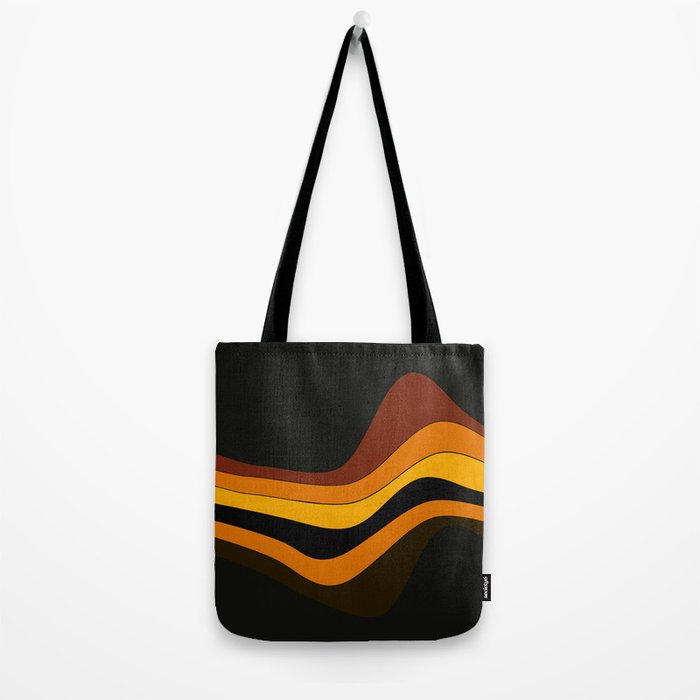 Retro 1970's Groovy Lines Colorful Designs Trending Art Tote Bag Gallery Image 2