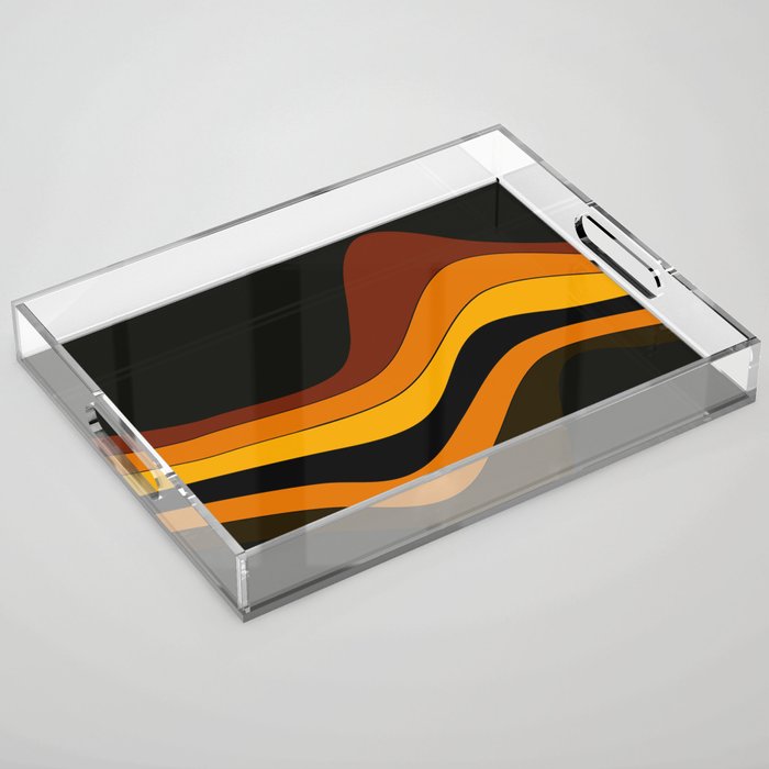 Retro 1970's Groovy Lines Colorful Designs Trending Art Acrylic Tray Gallery Image 1