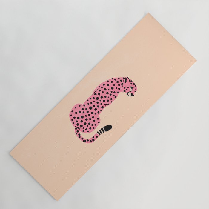 The Stare: Peach Cheetah Edition Yoga Mat Gallery Image 1