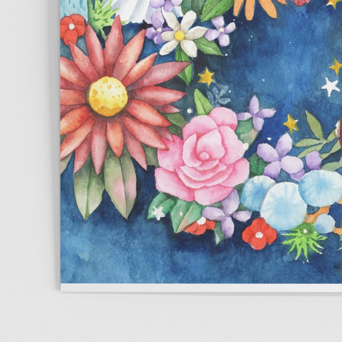 Watercolor Floral PEACE Sign illustration Poster Gallery Image 3