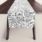Graffiti Black and White Pattern Doodle Hand Designed Scan Table Runner Gallery Image 1