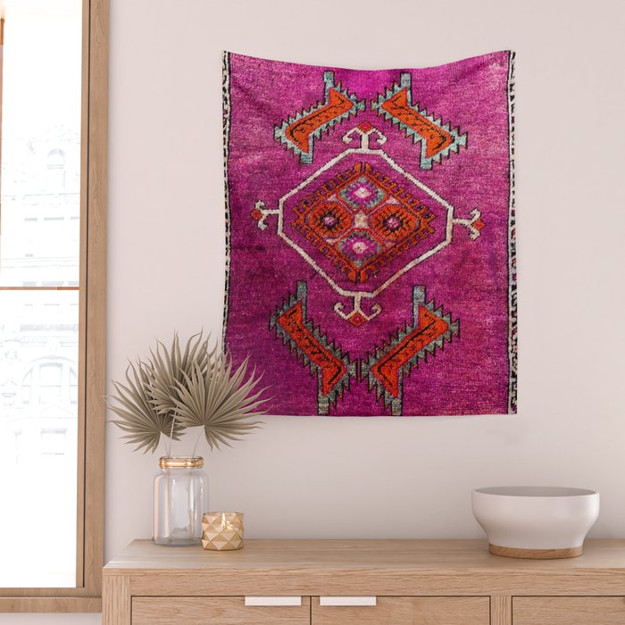 vintage Moroccan carpet Wall Tapestry Gallery Image 2