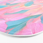 Unicorn Garden, Iridescent Holographic Soft Pastel Gradient, Yoga Meditation Mindfulness Spiritual, Eclectic Pink Botanical Nature Plants Forest Graphic Design Pattern Bath Mat Gallery Image 3